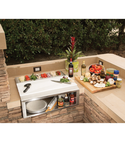 Alfresco 30-Inch Pizza Prep & Garnish Rail with Food Pans - APS-30PPC