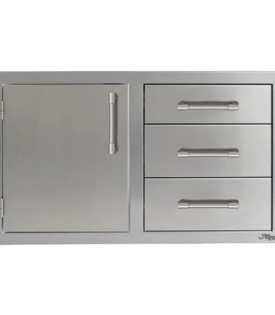 Alfresco 32-Inch Three Tier Storage Drawer & Single Access Door Combo - AXE-DDC-L/R-SC